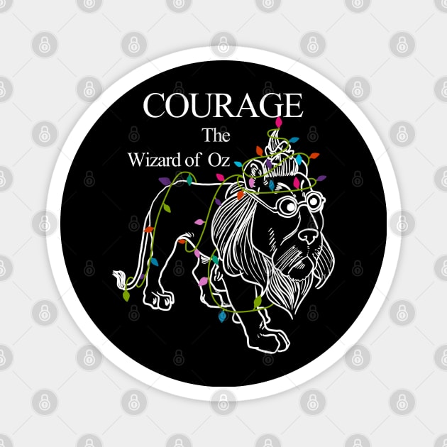 The Wizard of Oz Cowardly King Lion Courage Merry Christmas Magnet by Johner_Clerk_Design